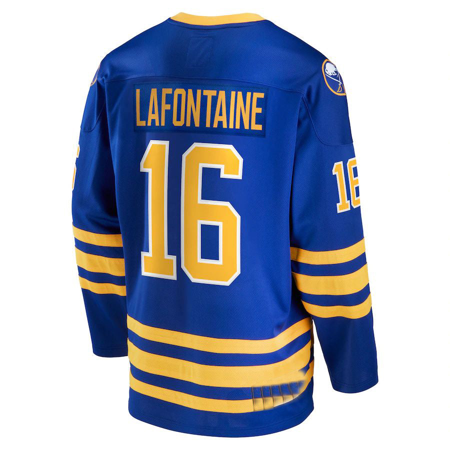 B.Sabres #16 Pat LaFontaine Fanatics Branded Breakaway Retired Player Jersey Royal Stitched American Hockey Jerseys - Main View