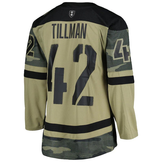A.State Sun Devils #42 Pat Tillman Camo Hockey Jersey  Olive Maroon Stitched American College Jerseys - Main View