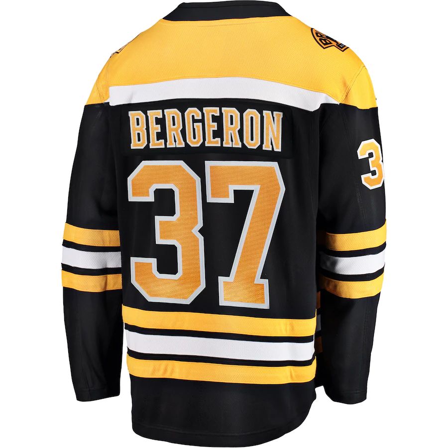 B.Bruins #37 Patrice Bergeron Fanatics Branded Breakaway Player Jersey  Black Stitched American Hockey Jerseys - Main View