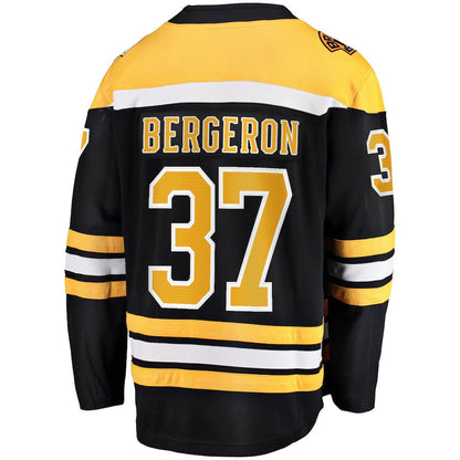 B.Bruins #37 Patrice Bergeron Fanatics Branded Home Captain Premier Breakaway Player Jersey Black Stitched American Hockey Jerseys - Main View