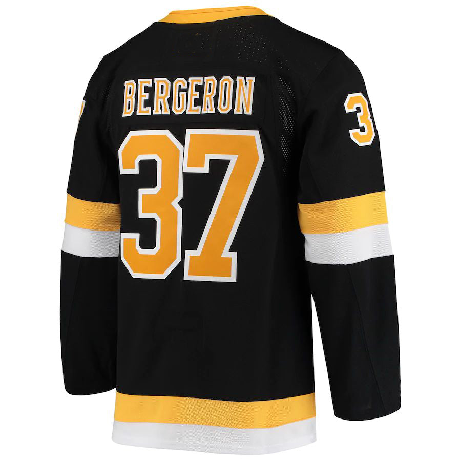 B.Bruins #37 Patrice Bergeron Alternate Authentic Player Jersey Black Stitched American Hockey Jerseys - Main View