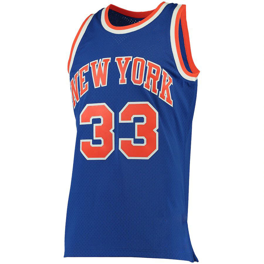 NY.Knicks #33 Patrick Ewing Mitchell & Ness Big & Tall Hardwood Classics Jersey Blue Stitched American Basketball Jersey - Main View