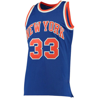 NY.Knicks #33 Patrick Ewing Mitchell & Ness Big & Tall Hardwood Classics Jersey Blue Stitched American Basketball Jersey - Main View