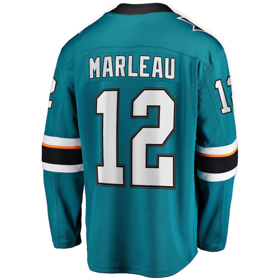 SJ.Sharks #12 Patrick Marleau Fanatics Branded Replica Player Jersey  Teal Stitched American Hockey Jerseys - Main View