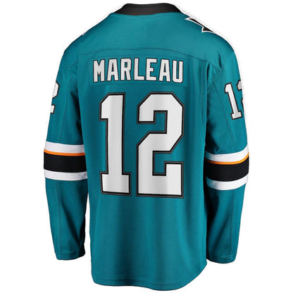 SJ.Sharks #12 Patrick Marleau Fanatics Branded Replica Player Jersey  Teal Stitched American Hockey Jerseys - Main View