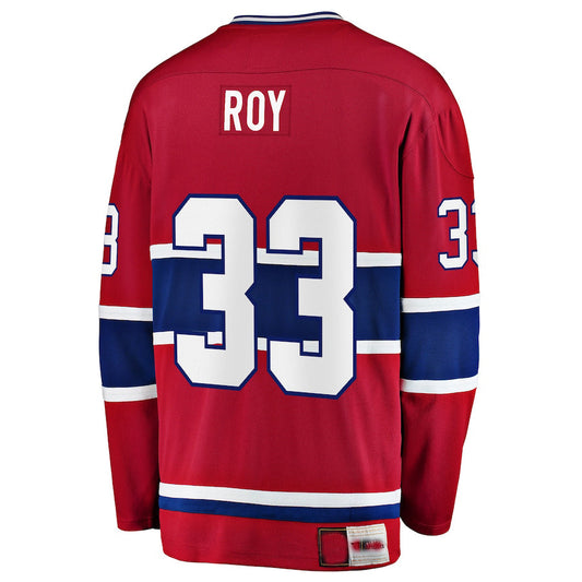 M.Canadiens #33 Patrick Roy Fanatics Branded Premier Breakaway Retired Player Jersey Red Stitched American Hockey Jerseys - Main View