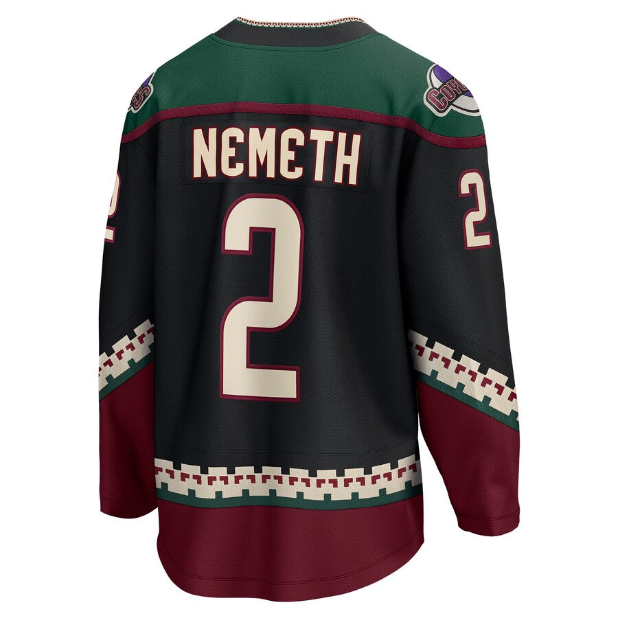 A.Coyotes #2 Patrik Nemeth Fanatics Branded Home Breakaway Player Jersey  Black Stitched American Hockey Jerseys - Main View