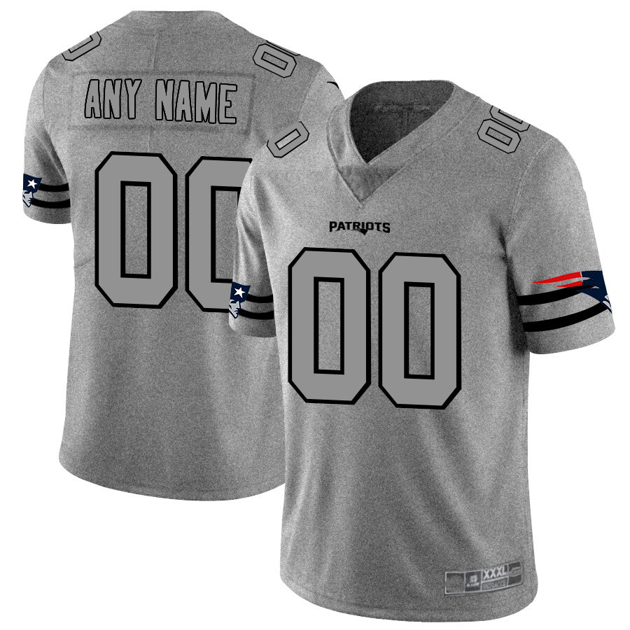 Custom NE.Patriots 2019 Gray Gridiron Gray Vapor Untouchable Limited Jersey Stitched American Football Jerseys - Main View