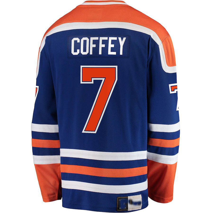 E.Oilers #7 Paul Coffey Fanatics Branded Premier Breakaway Retired Player Jersey  Blue Stitched American Hockey Jerseys - Main View
