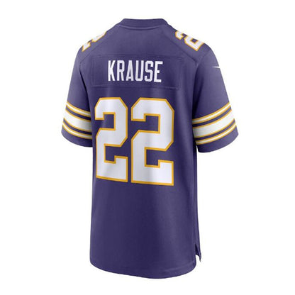 MN.Vikings #22 Paul Krause Classic Retired Player Jersey - Purple Stitched American Football Jerseys - Main View