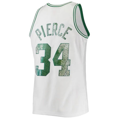 B.Celtics #34 Paul Pierce Mitchell & Ness 1996-97 Hardwood Classics 75th Anniversary Diamond Swingman Jersey White Stitched American Basketball Jersey - Main View