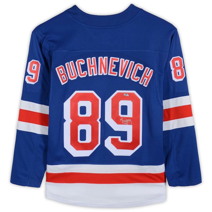 NY.Rangers #89 Pavel Buchnevich Fanatics Authentic Autographed Breakaway Jersey Blue Stitched American Hockey Jerseys - Main View