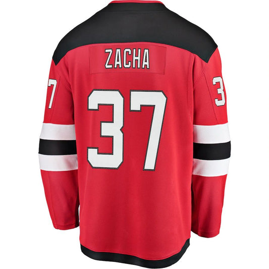 NJ.Devils #37 Pavel Zacha Fanatics Branded Home Breakaway Player Jersey Red Stitched American Hockey Jerseys - Main View