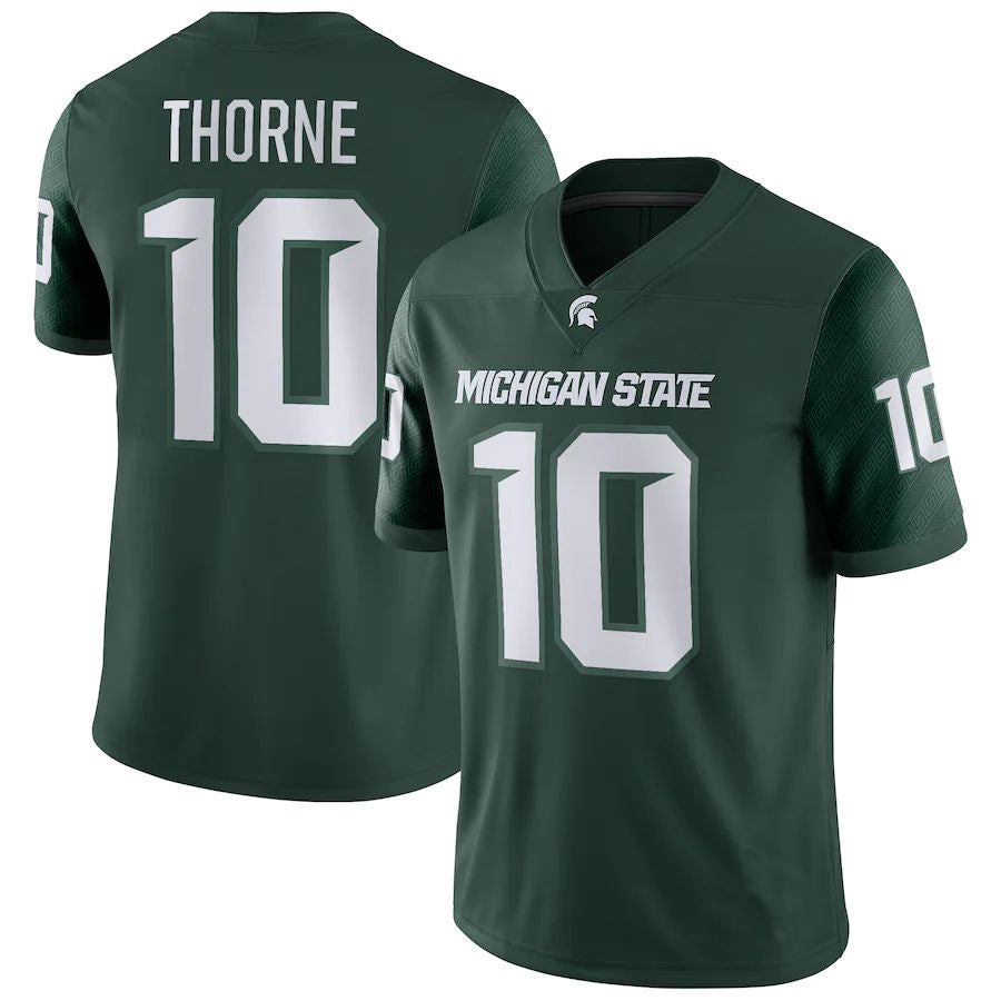 M.State Spartans #10 Payton Thorne NIL Replica Football Jersey Stitched American College Jerseys - Main View