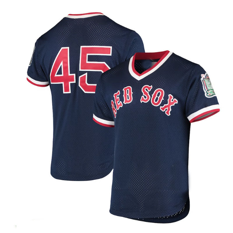 Boston Red Sox  #45 Pedro Martinez Mitchell & Ness 1999 Cooperstown Collection Mesh Batting Practice Jersey - Navy Baseball Jerseys - Main View