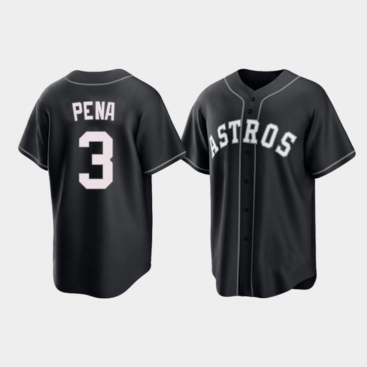 Baseball Houston Astros Jeremy Pena 2021 All Black Fashion Jersey - Main View