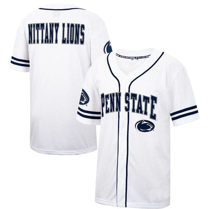 P.State Nittany Lions Colosseum Free Spirited Baseball Jersey White Navy Stitched American College Jerseys - Main View