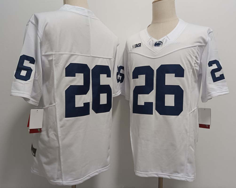 P.State Nittany Lions #26 Saquon Barkley Without Name White FUSE Football Stitched College Jerseys - Main View