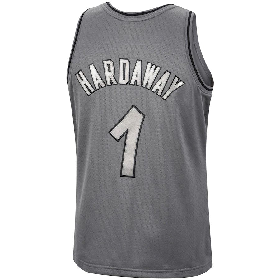 O.Magic #1 Penny Hardaway Mitchell & Ness Hardwood Classics Retired Player 1994-95 Metal Works Swingman Jersey Charcoal Stitched American Basketball Jersey - Main View