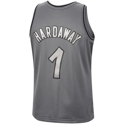 O.Magic #1 Penny Hardaway Mitchell & Ness Hardwood Classics Retired Player 1994-95 Metal Works Swingman Jersey Charcoal Stitched American Basketball Jersey - Main View