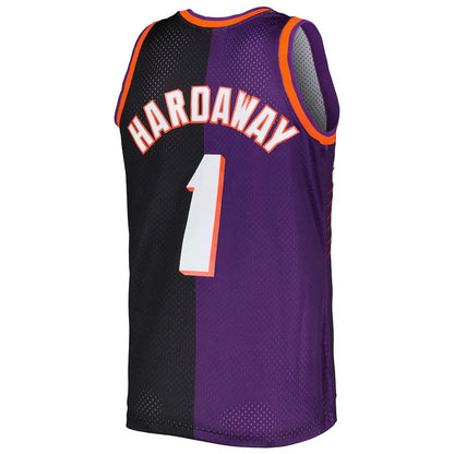 P.Suns #1 Penny Hardaway Mitchell & Ness Hardwood Classics 1999-00 Split Swingman Jersey Purple-Black Stitched American Basketball Jersey - Main View