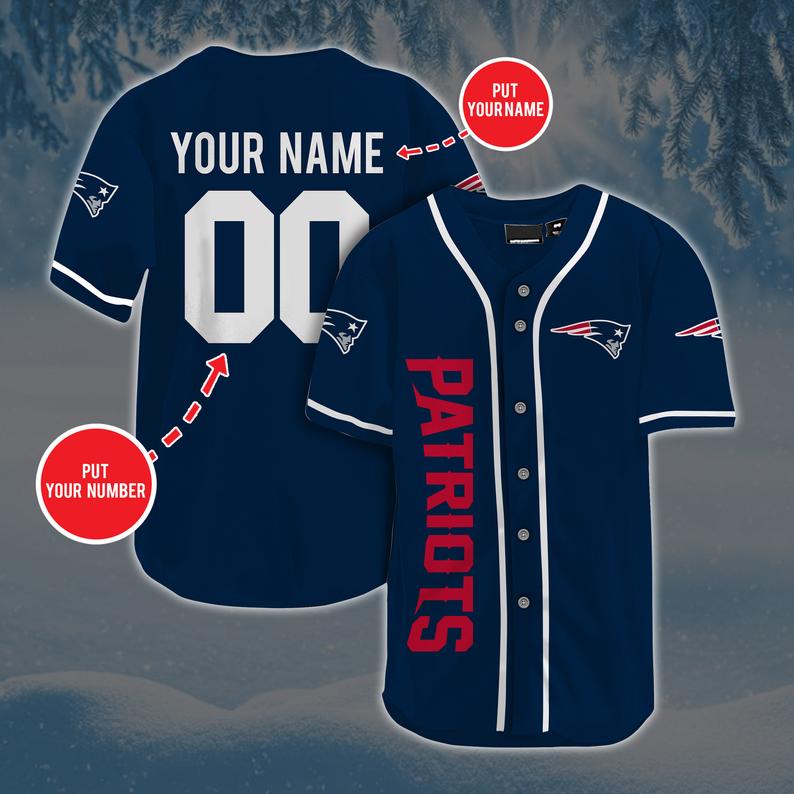 Personalized Custom NE.Patriots Baseball Jersey Short Sleeve Sports  Jersey - Main View