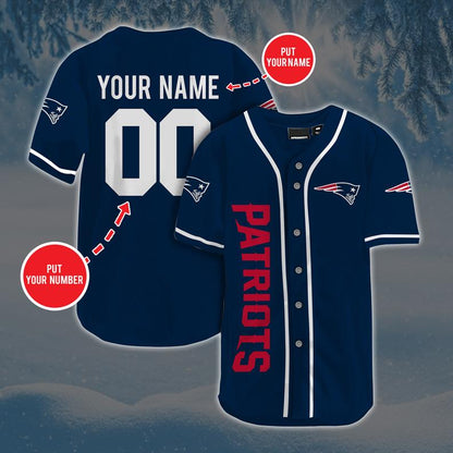 Personalized Custom NE.Patriots Baseball Jersey Short Sleeve Sports  Jersey - Main View