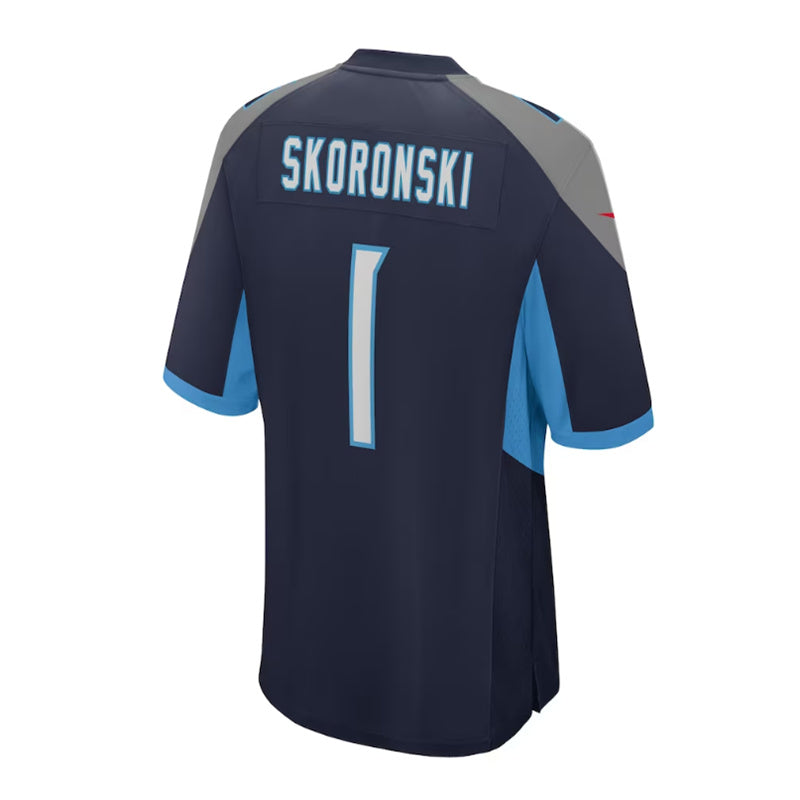 T.Titans #1 Peter Skoronski 2023 Draft First Round Pick Game Jersey - Navy Stitched American Football Jerseys - Main View