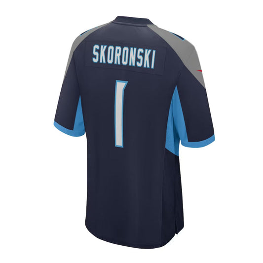 T.Titans #1 Peter Skoronski 2023 Draft First Round Pick Game Jersey - Navy Stitched American Football Jerseys - Main View