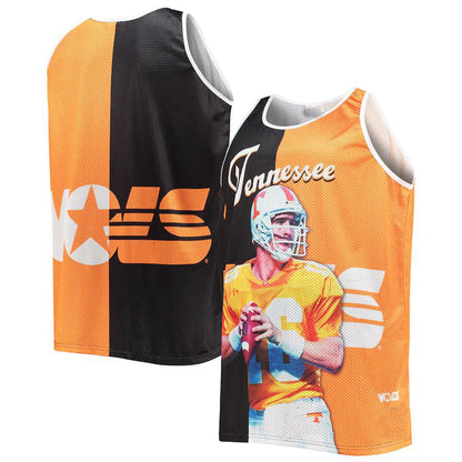 T.Volunteers #16 Peyton Manning Mitchell & Ness Sublimated Player Big & Tall Tank Top - Black Tennessee Orange Stitched American College Jerseys - Main View