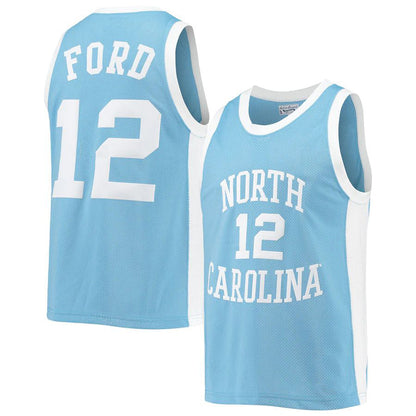 N.Carolina Tar Heels #12 Phil Ford Original Retro Brand Commemorative Classic Basketball Jersey Carolina Blue Stitched American College Jerseys - Main View