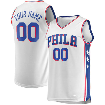 Custom PH.76ers Fanatics Branded  Fast Break Replica Jersey White Association Edition Stitched Basketball Jersey - Main View