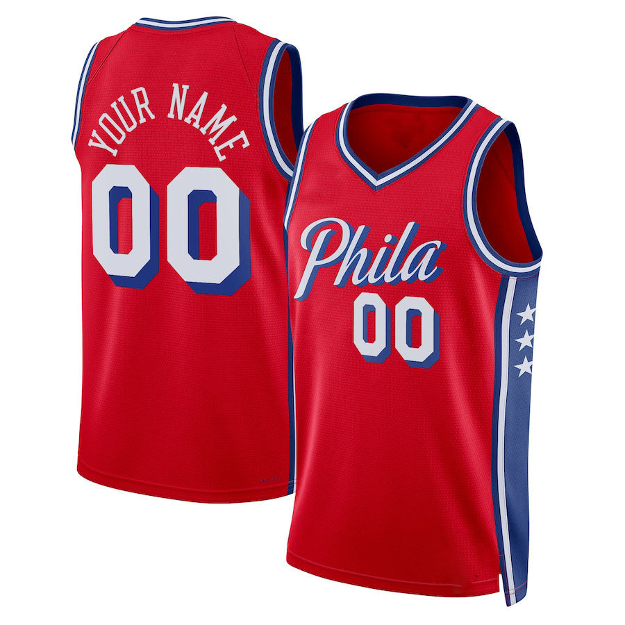 Custom PH.76ers Jordan Brand Unisex 2022-23 Swingman Jersey Statement Edition Red Stitched Basketball Jersey - Main View