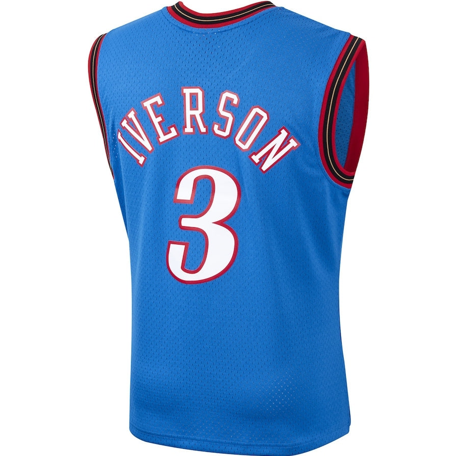 PH.76ers #3 Allen Iverson Mitchell & Ness 1999-2000 Hardwood Classics Swingman Jersey - Royal Stitched American Basketball Jersey - Main View