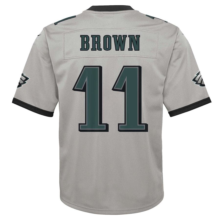 P.Eagles #11 A.J. Brown Silver Inverted Game Jersey Stitched American Football Jerseys - Main View