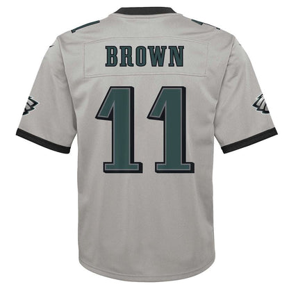 P.Eagles #11 A.J. Brown Silver Inverted Game Jersey Stitched American Football Jerseys - Main View