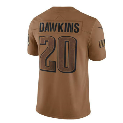 P.Eagles #20 Brian Dawkins Brown 2023 Salute To Service Retired Player Limited Jersey Stitched American Football Jerseys - Main View