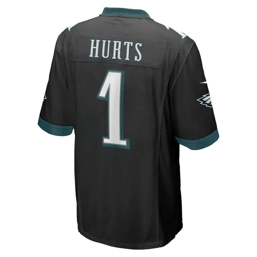 P.Eagles #1 Jalen Hurts Black Game Jersey Stitched American Football Jerseys - Main View
