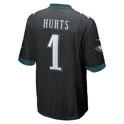 P.Eagles #1 Jalen Hurts Black Game Jersey Stitched American Football Jerseys - Main View