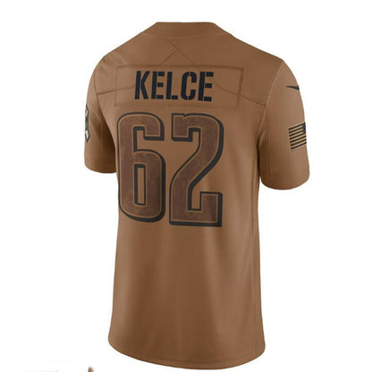 P.Eagles #62 Jason Kelce Brown 2023 Salute To Service Limited Jersey Stitched American Football Jerseys - Main View