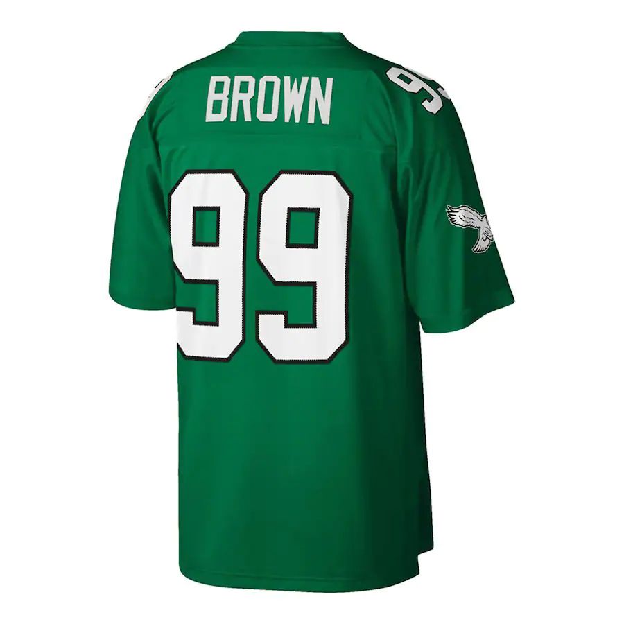 P.Eagles #99 Jerome Brown Mitchell & Ness Kelly Green Big & Tall 1990 Retired Player Replica Jersey Stitched American Football Jerseys - Main View