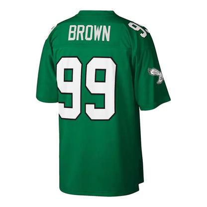 P.Eagles #99 Jerome Brown Mitchell & Ness Kelly Green Big & Tall 1990 Retired Player Replica Jersey Stitched American Football Jerseys - Main View