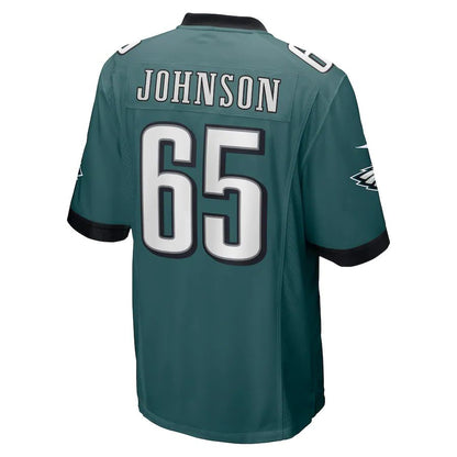P.Eagles #65 Lane Johnson Midnight Green Game Jersey Stitched American Football Jerseys - Main View