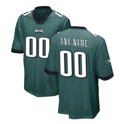 Custom P.Eagles Midnight Green Game Jersey Stitched American Football Jerseys - Main View