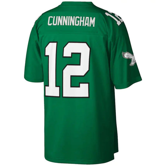 P.Eagles #12 Randall Cunningham Mitchell & Ness Kelly Green Big & Tall 1990 Retired Player Replica Jersey Stitched American Football Jerseys - Main View