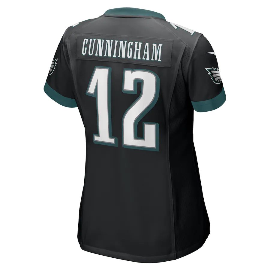 P.Eagles #12 Randall Cunningham Black Retired Game Jersey Stitched American Football Jerseys - Main View