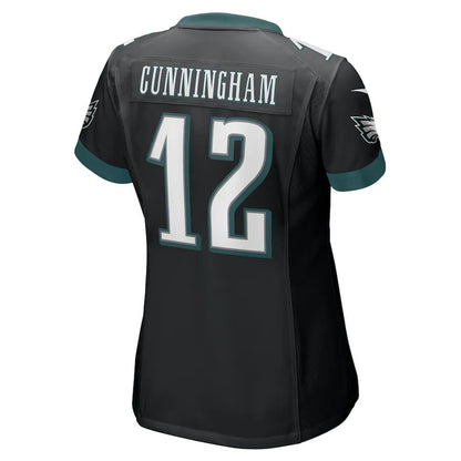P.Eagles #12 Randall Cunningham Black Retired Game Jersey Stitched American Football Jerseys - Main View
