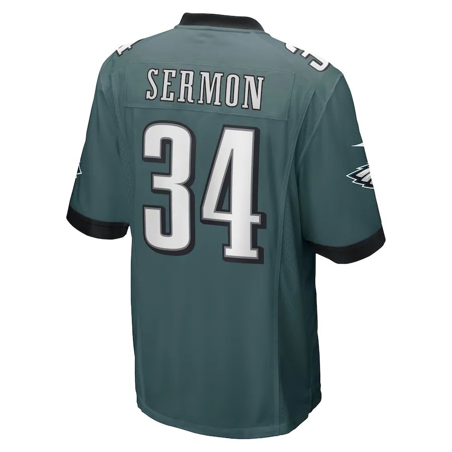 P.Eagles #34 Trey Sermon Midnight Green Game Player Jersey Stitched American Football Jerseys - Main View