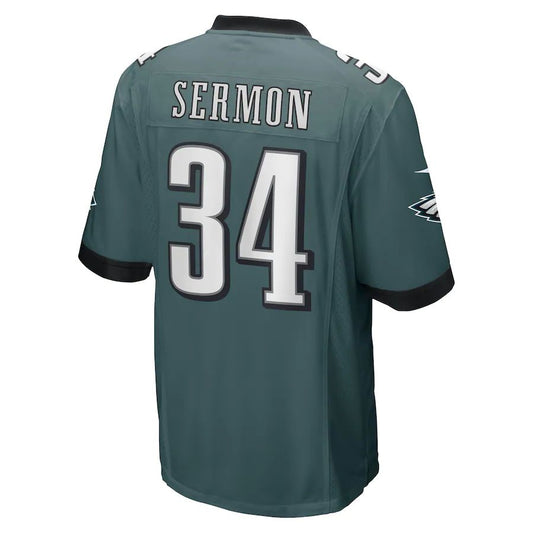 P.Eagles #34 Trey Sermon Midnight Green Game Player Jersey Stitched American Football Jerseys - Main View
