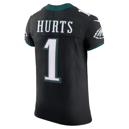 P.Eagles #1 Jalen Hurts Alternate Vapor F.U.S.E. Elite Jersey - Black American Football Jersey - Main View